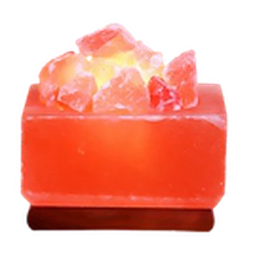 Fire Bowl Salt Lamp, Square Shape with Chunks