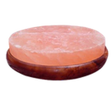 Round Salt Slab with Wood Frame, 8 × 8 in