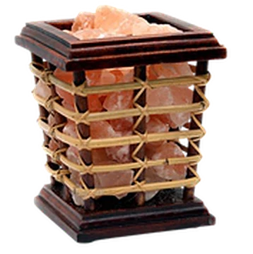 Wooden Basket Cane Shape Salt Lamp
