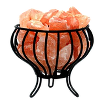 Wooden Basket Flower Shape with Stand Salt Lamp