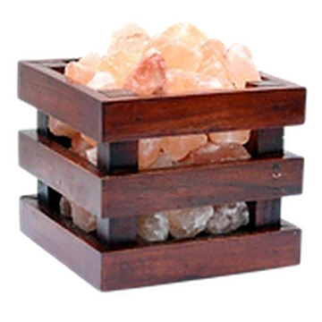 Wooden Basket Square Shape Salt Lamp